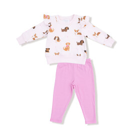 Angel Dear French Terry Legging Set Pink Best Friend Dogs