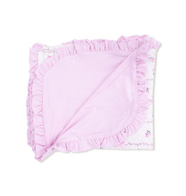 Angel Dear Dainty Buds & Bows Stripe Ruffle Blanket