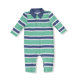 Angel Dear Rugby Polo Romper Green/Navy