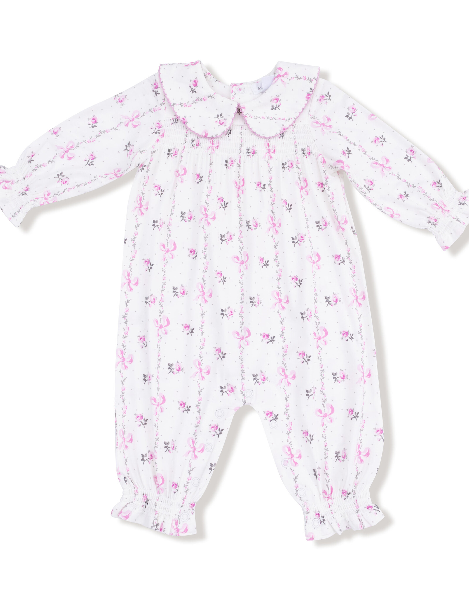 Angel Dear ADF25 Smocked Romper Dainty Buds & Bows Stripes