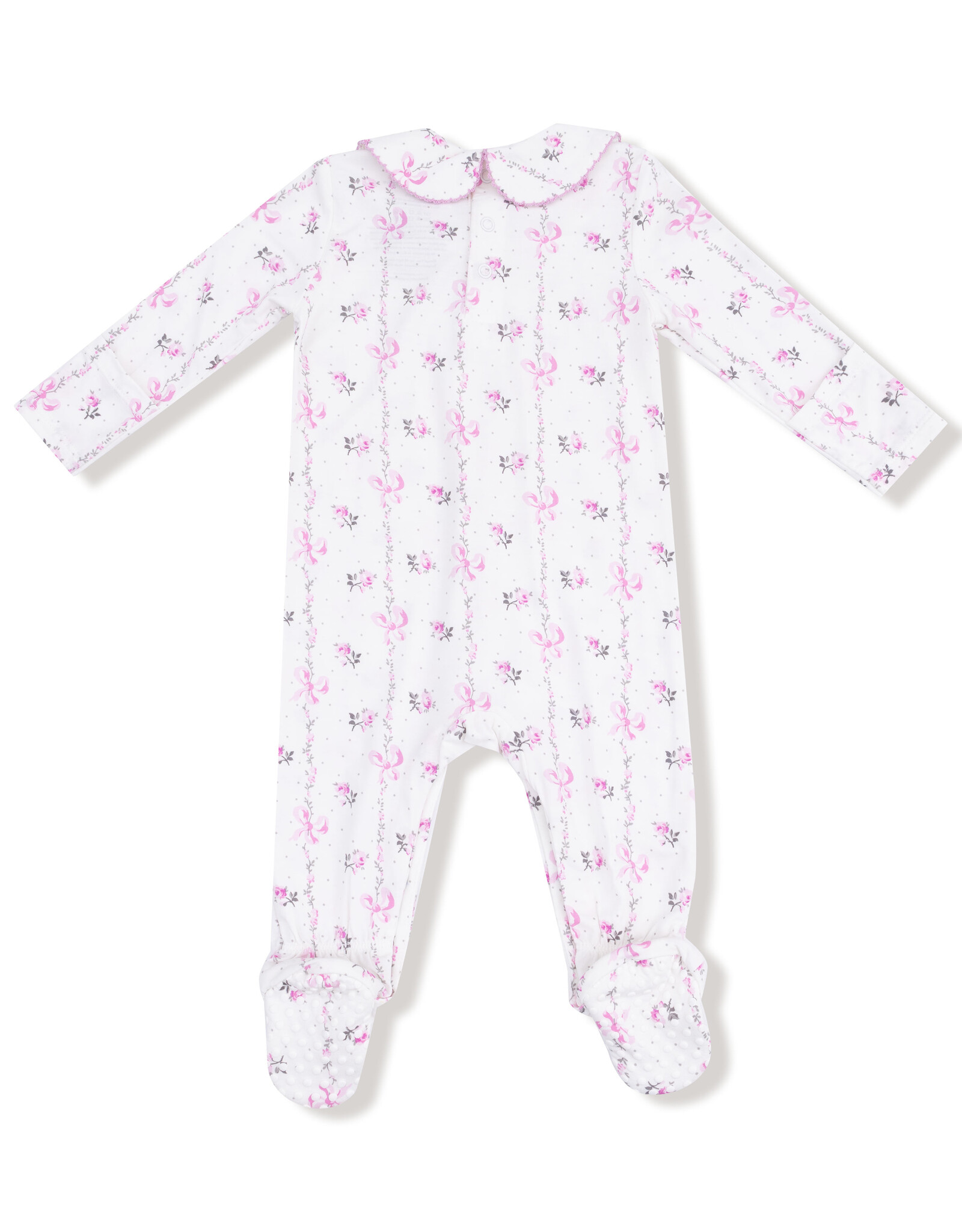 Angel Dear ADF25 Smocked Peter Pan Footie Dainty Buds & Bows Stripe