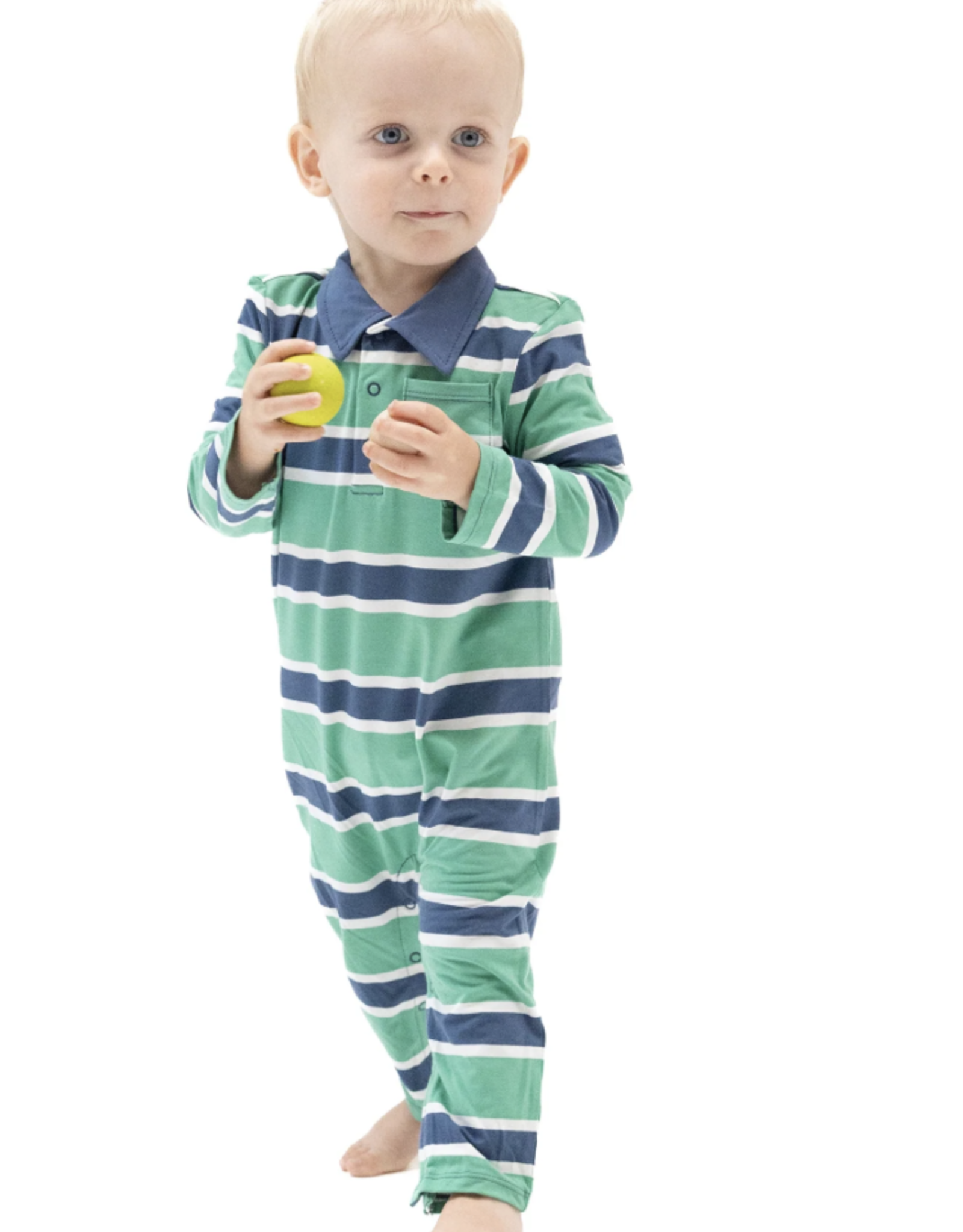 Angel Dear ADF25 Rugby Polo Romper Green/Navy