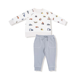 Angel Dear French Terry Sweatshirt/Jogger Construction Vehicles