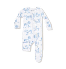 Angel Dear 2 Way Zipper Footie Farm Toile Blue