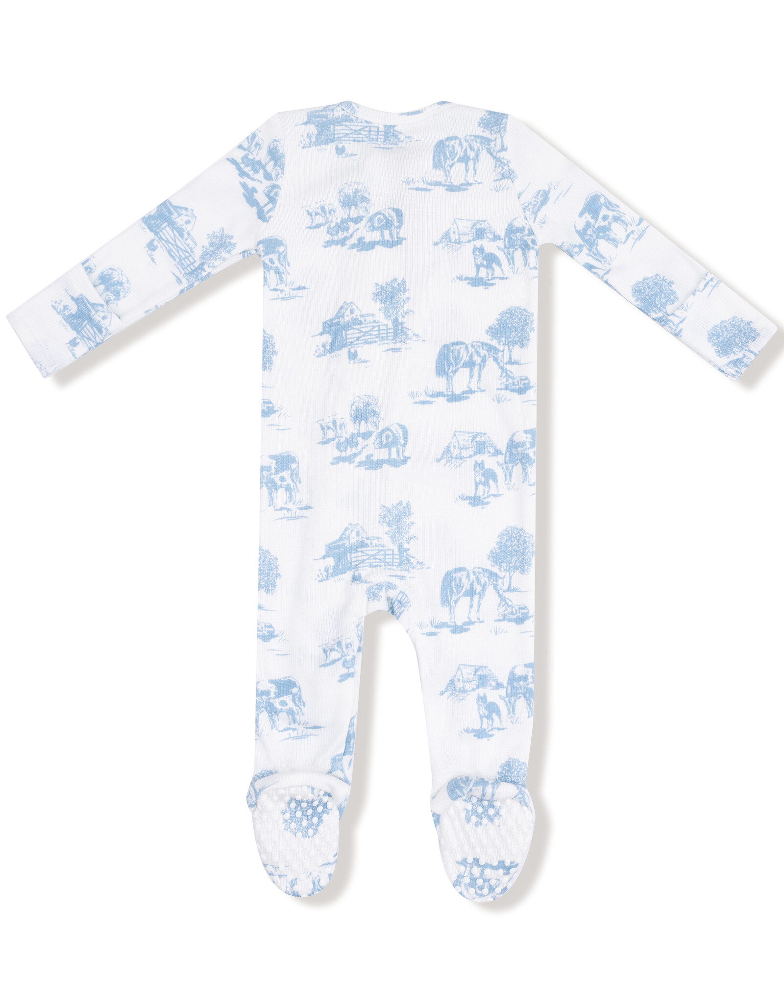 Angel Dear ADF25 2 Way Zipper Footie Farm Toile Blue