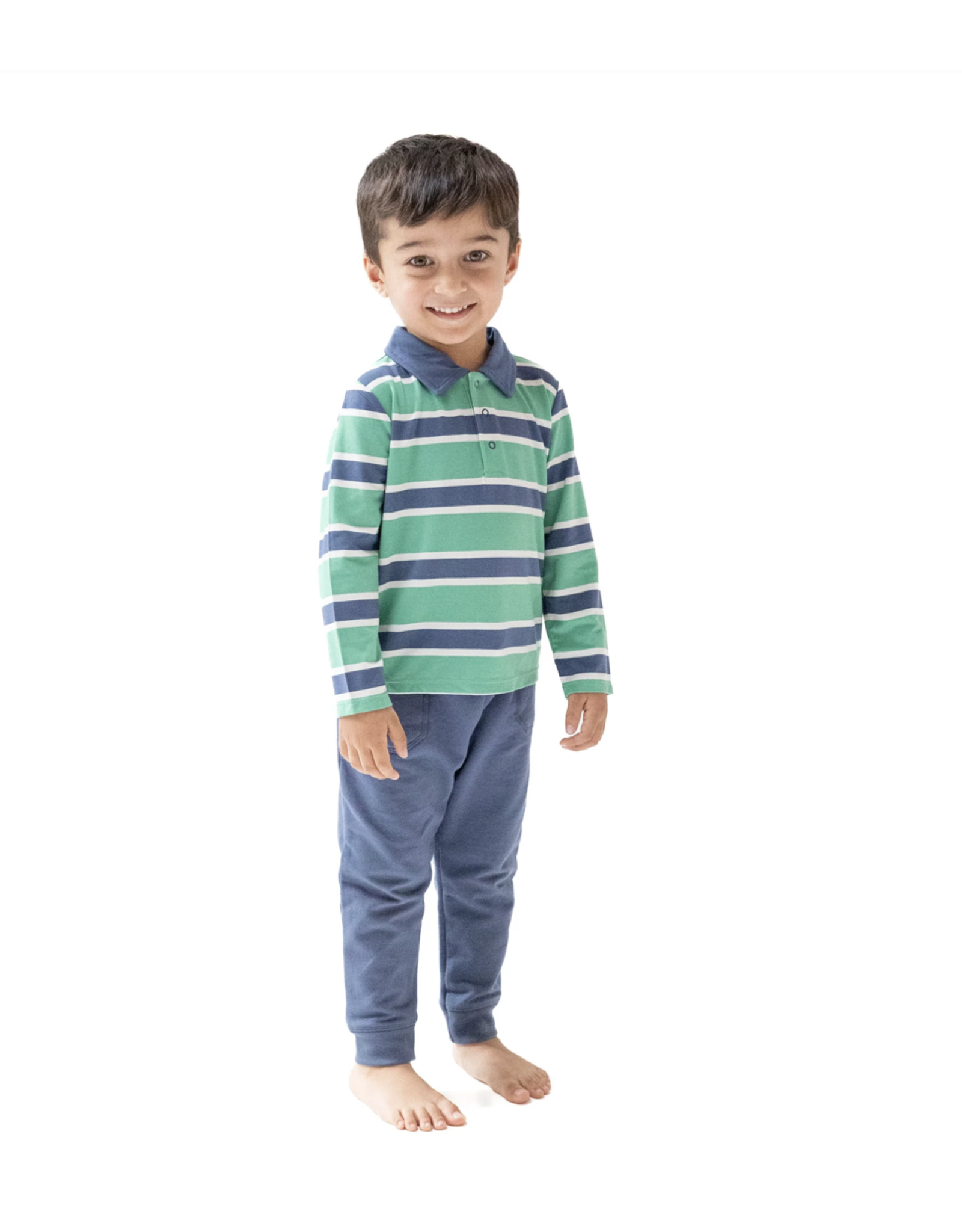 Angel Dear ADF25 Green/Navy Stripe Polo