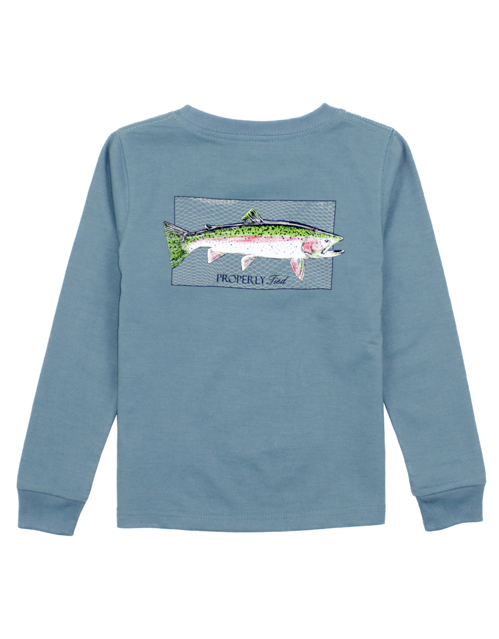 Properly Tied PT25 LS Tee Steel Blue Rainbow Trout