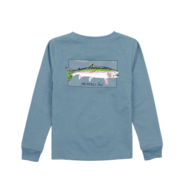 Properly Tied (Size 4T) Long Sleeve Tee Steel Blue Rainbow Trout