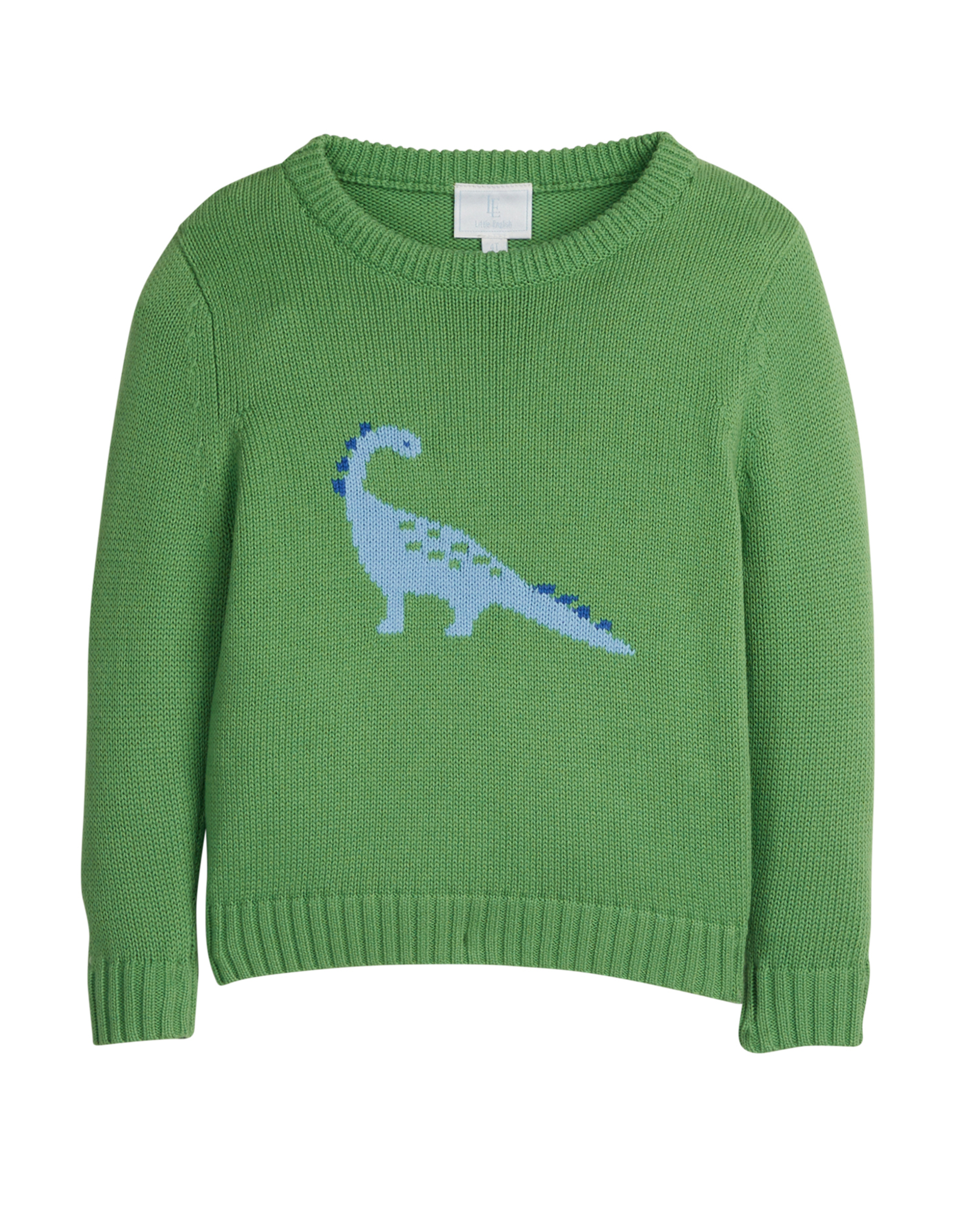 Little English LEF25 Intarsia Sweater Blue Dinosaur