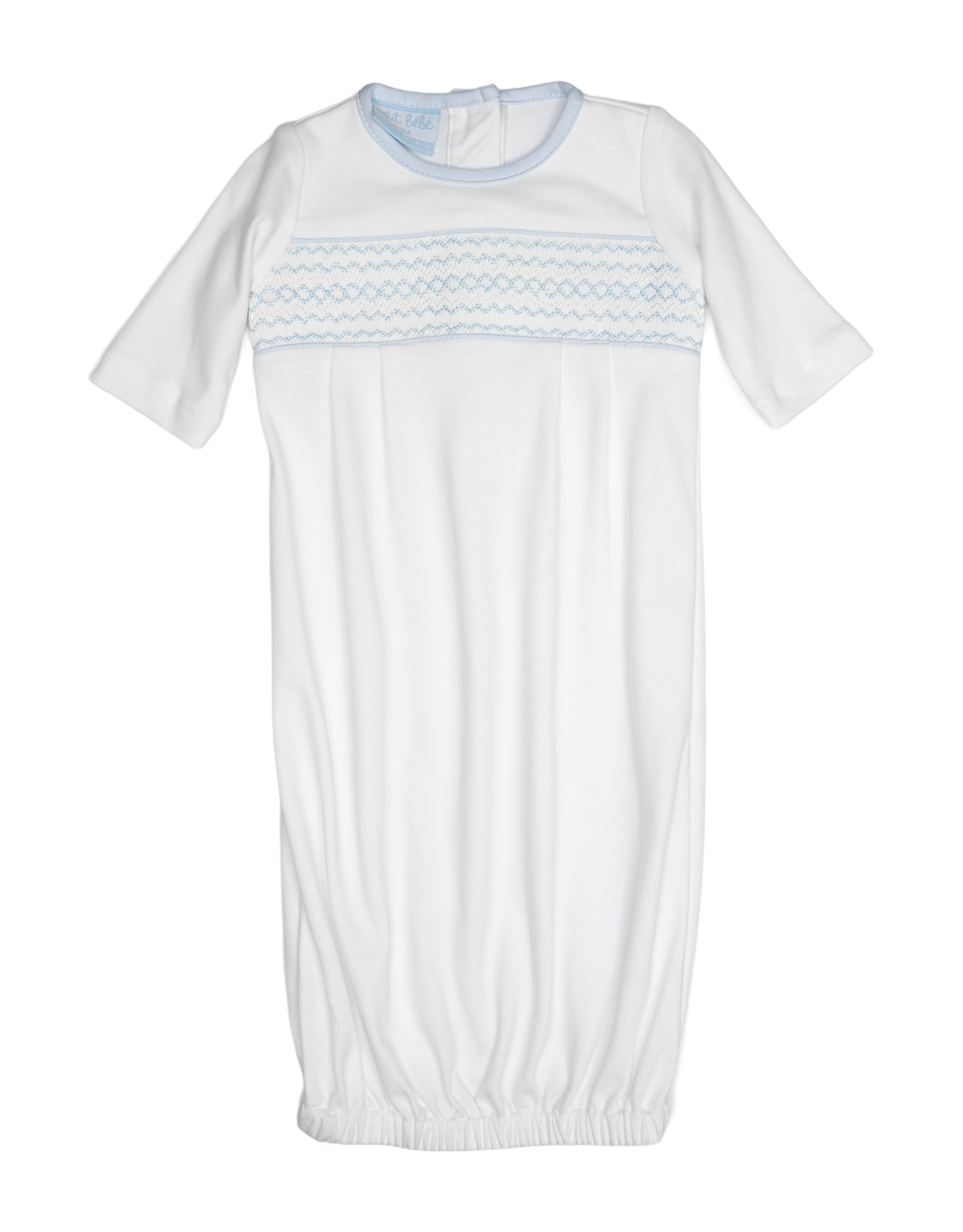 Petit Bebe 404SAB White/Blue Knit Smocked Sack