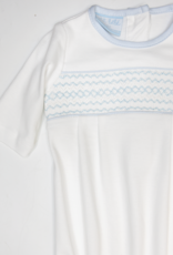 Petit Bebe 404SAB White/Blue Knit Smocked Sack