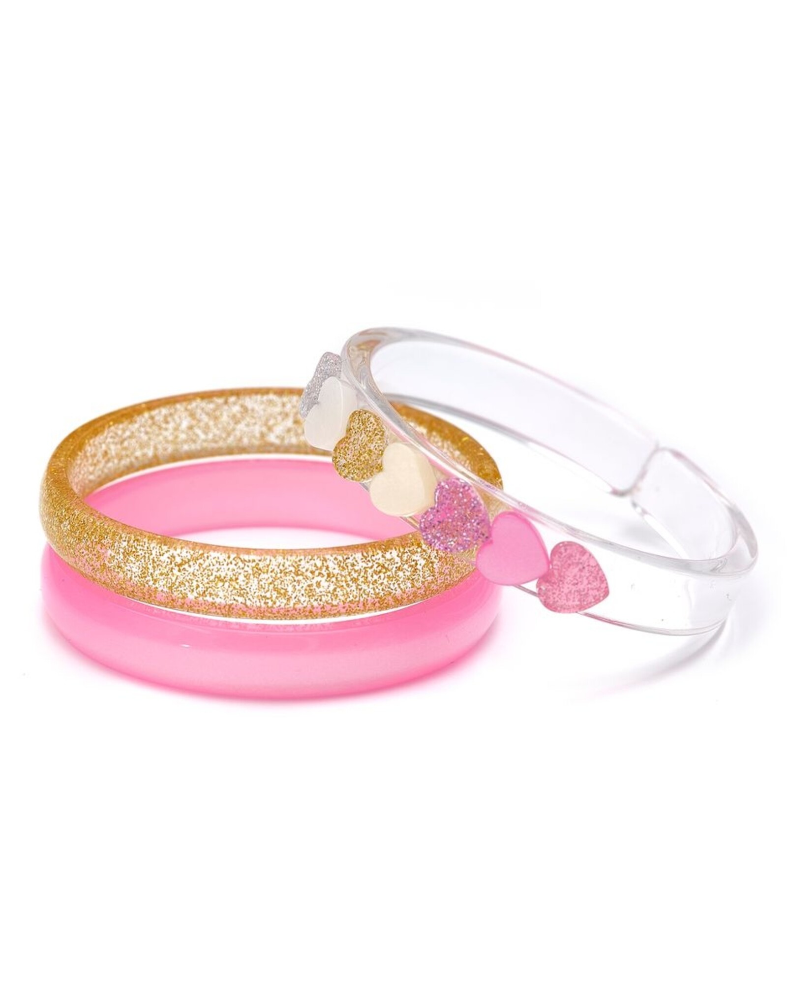 Lilies & Roses LR Bangle Pink Hearts BR024-3J