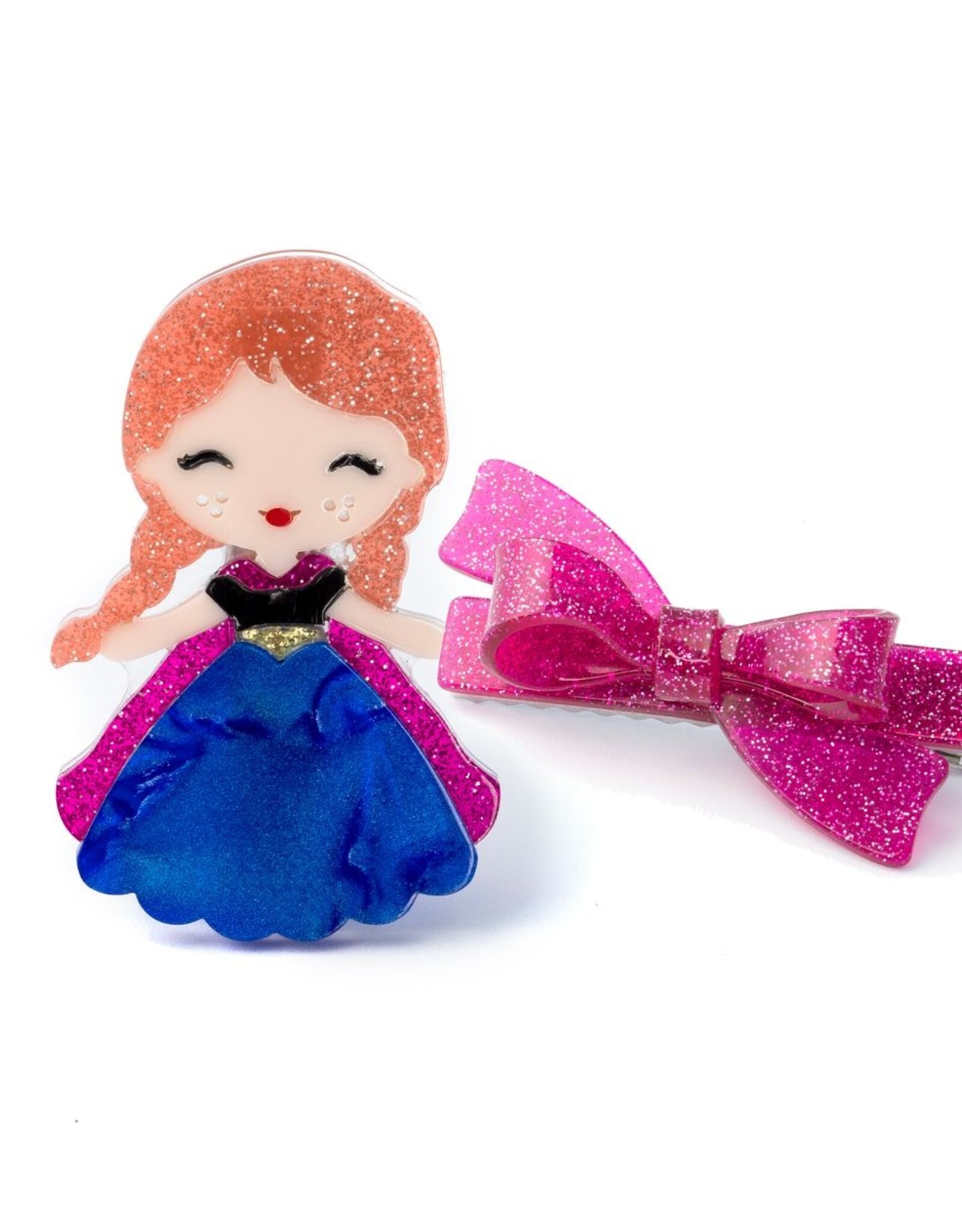 Lilies & Roses LR Alligator Clips Cute Doll Dark Blue Dress AC078-1-035-3I