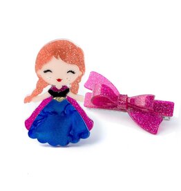 Lilies & Roses Alligator Clips Cute Doll Dark Blue Dress