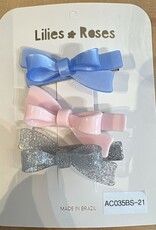 Lilies & Roses LR 3 pack Alligator Clips Bow Trio AC035BS-21