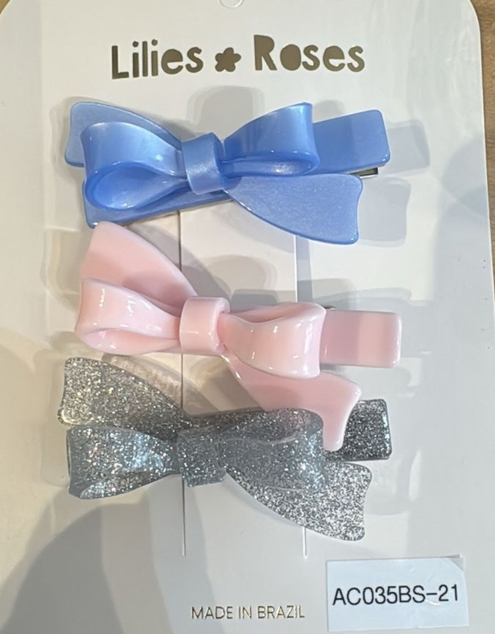 Lilies & Roses LR 3 pack Alligator Clips Bow Trio AC035BS-21