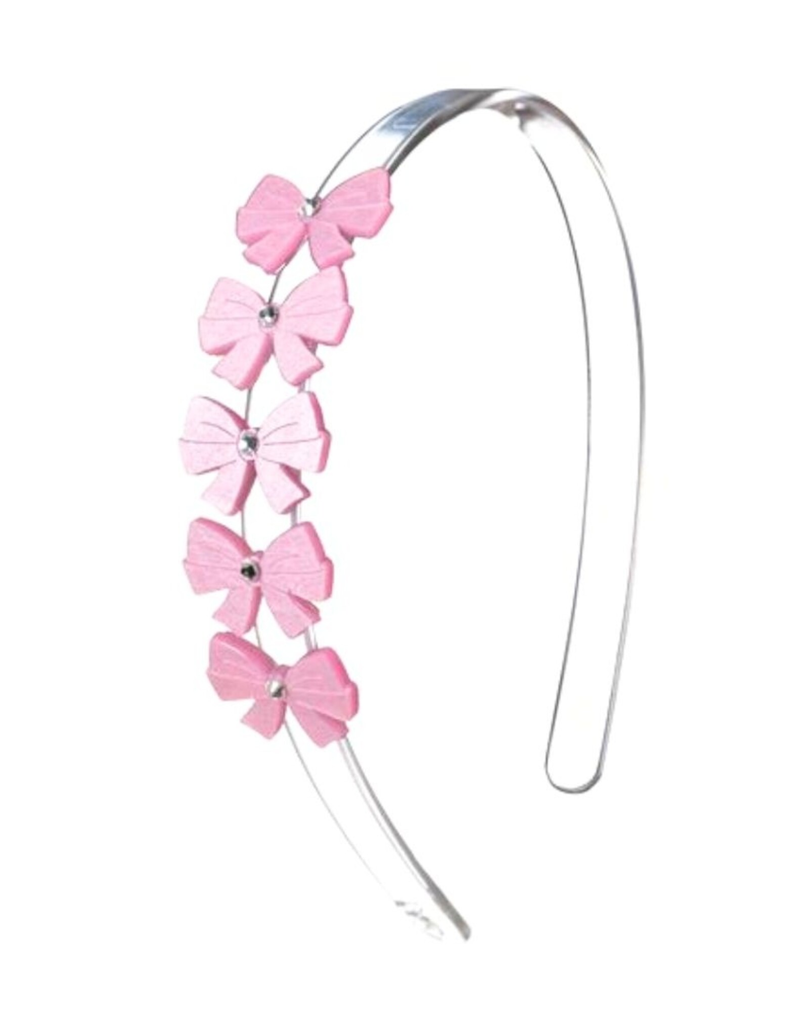 Lilies & Roses LR Headband Pink Satin Bows H037A-3J
