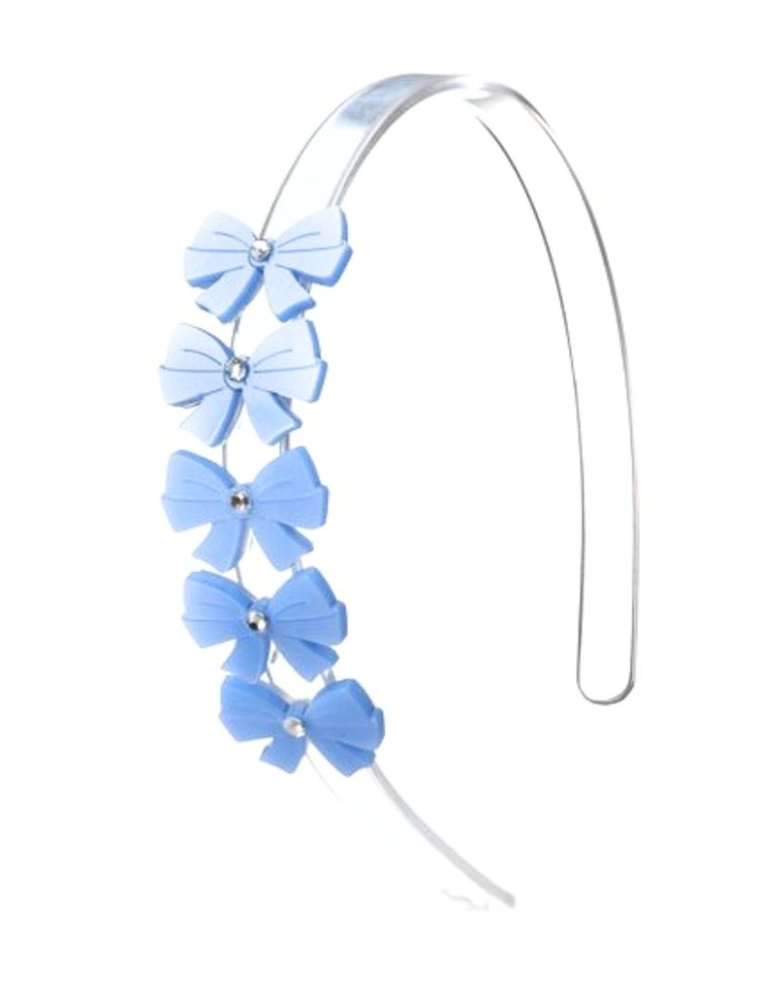 Lilies & Roses LR Headband Blue Satin Bows H037A-10P