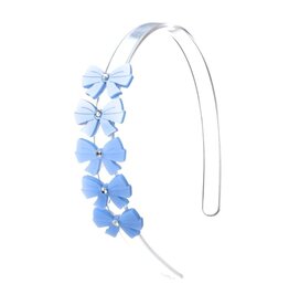 Lilies & Roses Headband Blue Satin Bows
