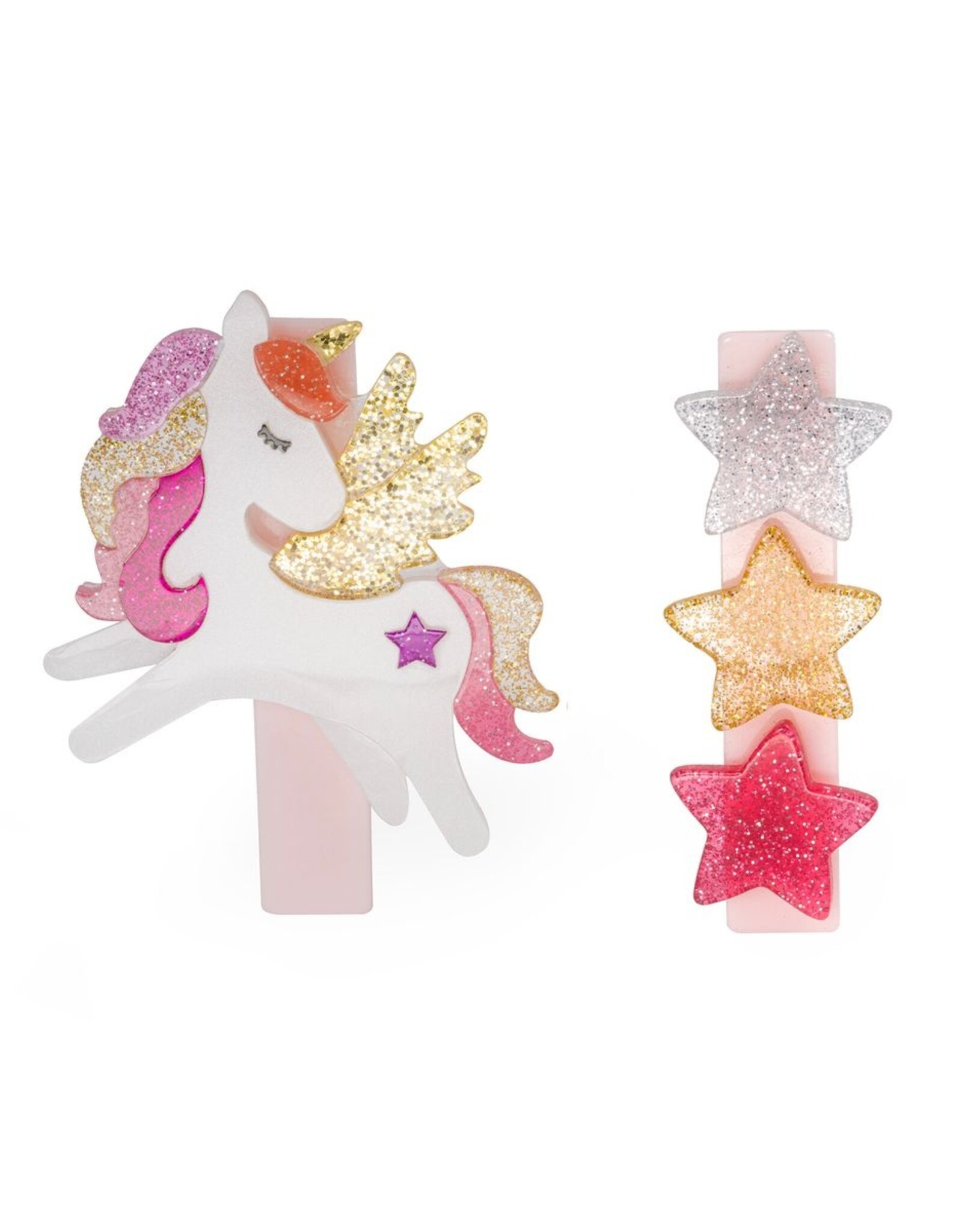 Lilies & Roses LR Alligator Clips Coral Unicorn/Stars AC082-18-114