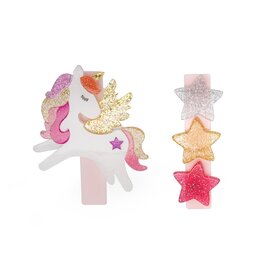 Lilies & Roses Alligator Clips Coral Unicorn/Stars