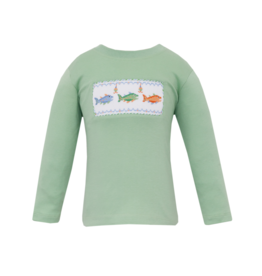 Anavini (Size 5) Trout Sage Green Smocked Shirt
