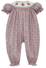 Petit Bebe 121F Floral Smocked Turkey Long Bubble