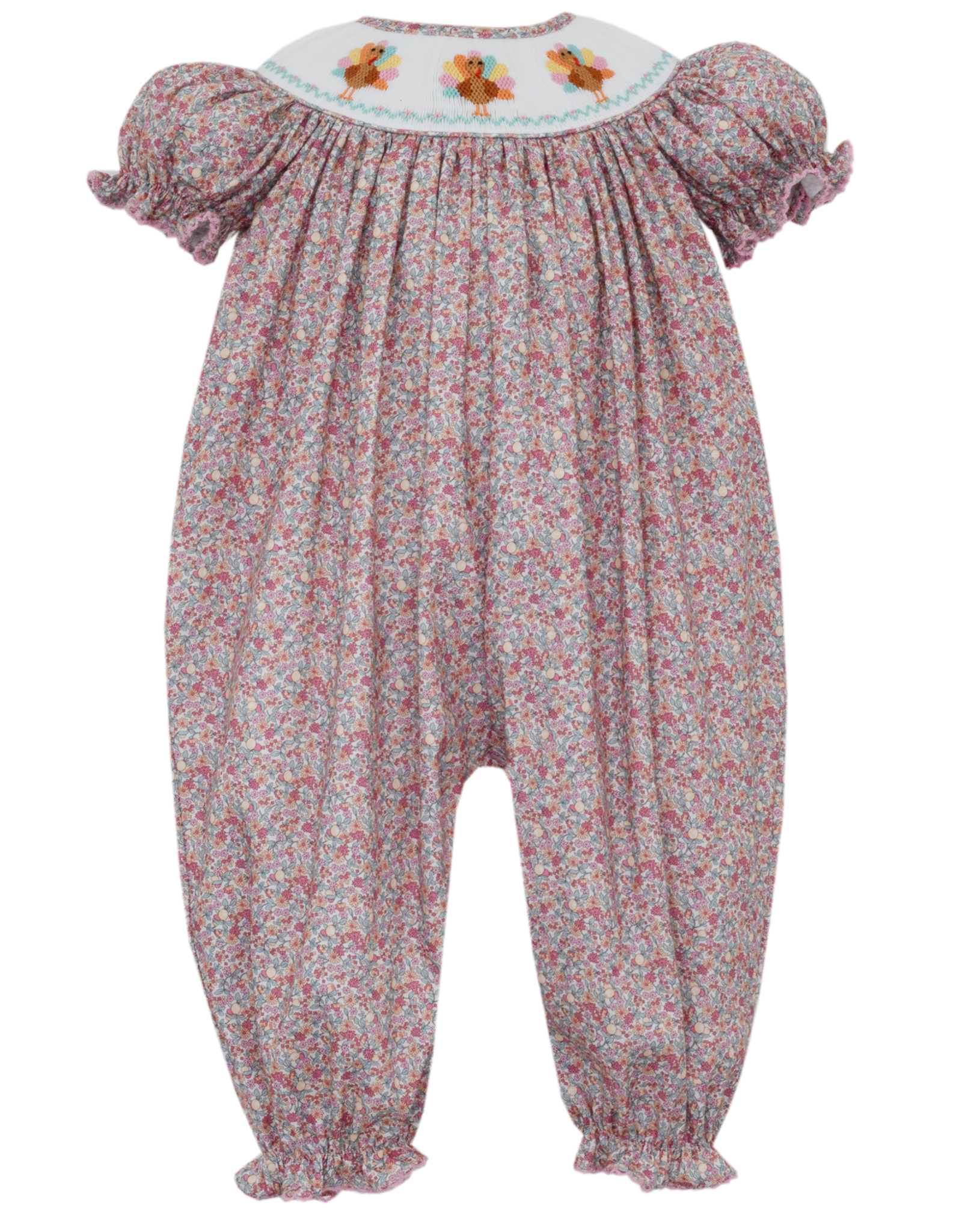 Petit Bebe 121F Floral Smocked Turkey Long Bubble