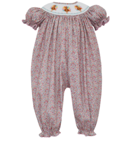 Petit Bebe Floral Smocked Turkey Long Bubble