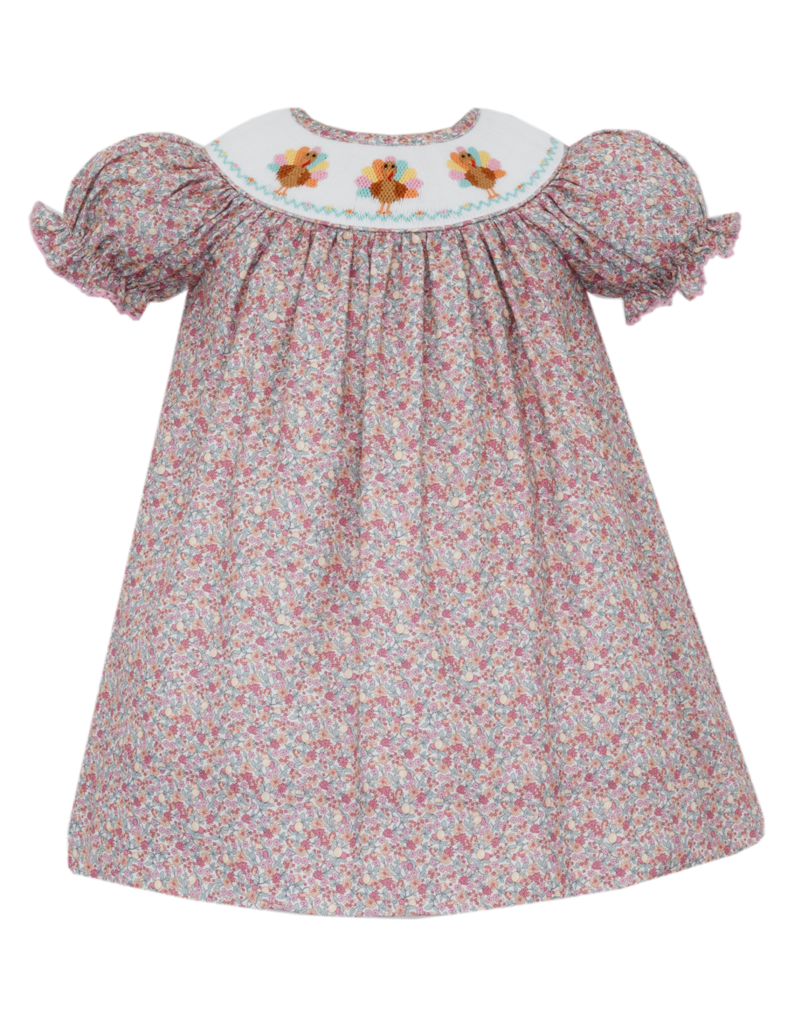 Petit Bebe 121R Floral Smocked Turkey Dress