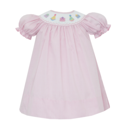 Petit Bebe Pink Birthday Smocked Dress