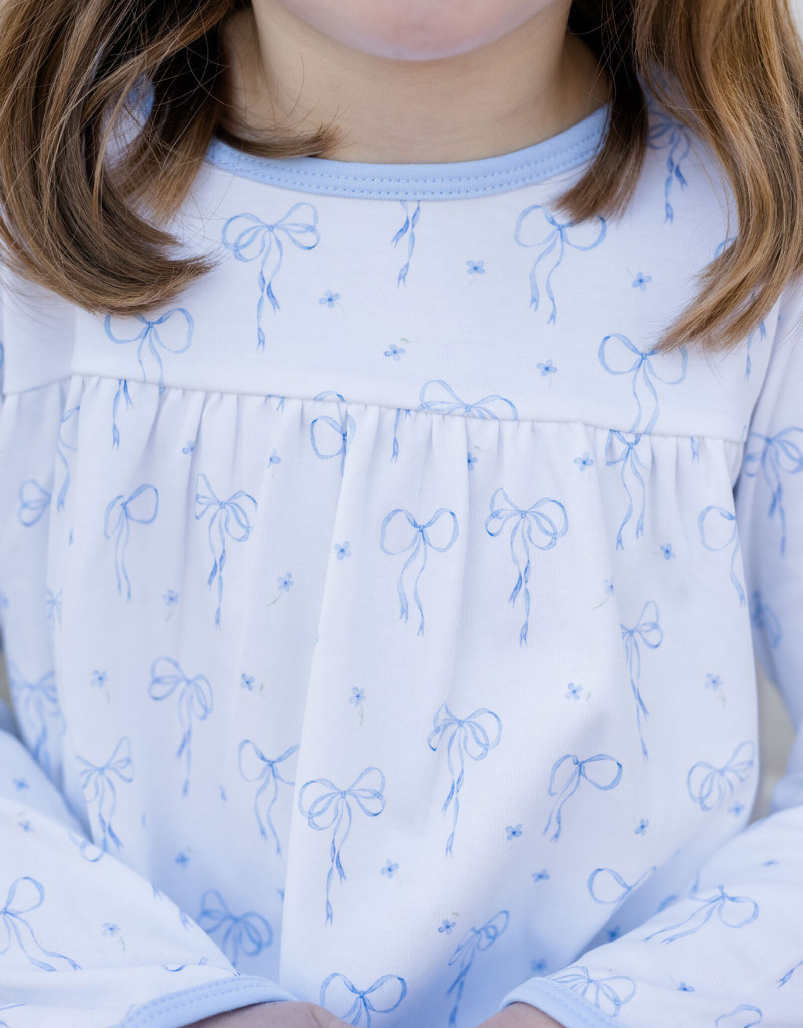 James and Lottie JL25 Lennon Dress Blue Bows Knit