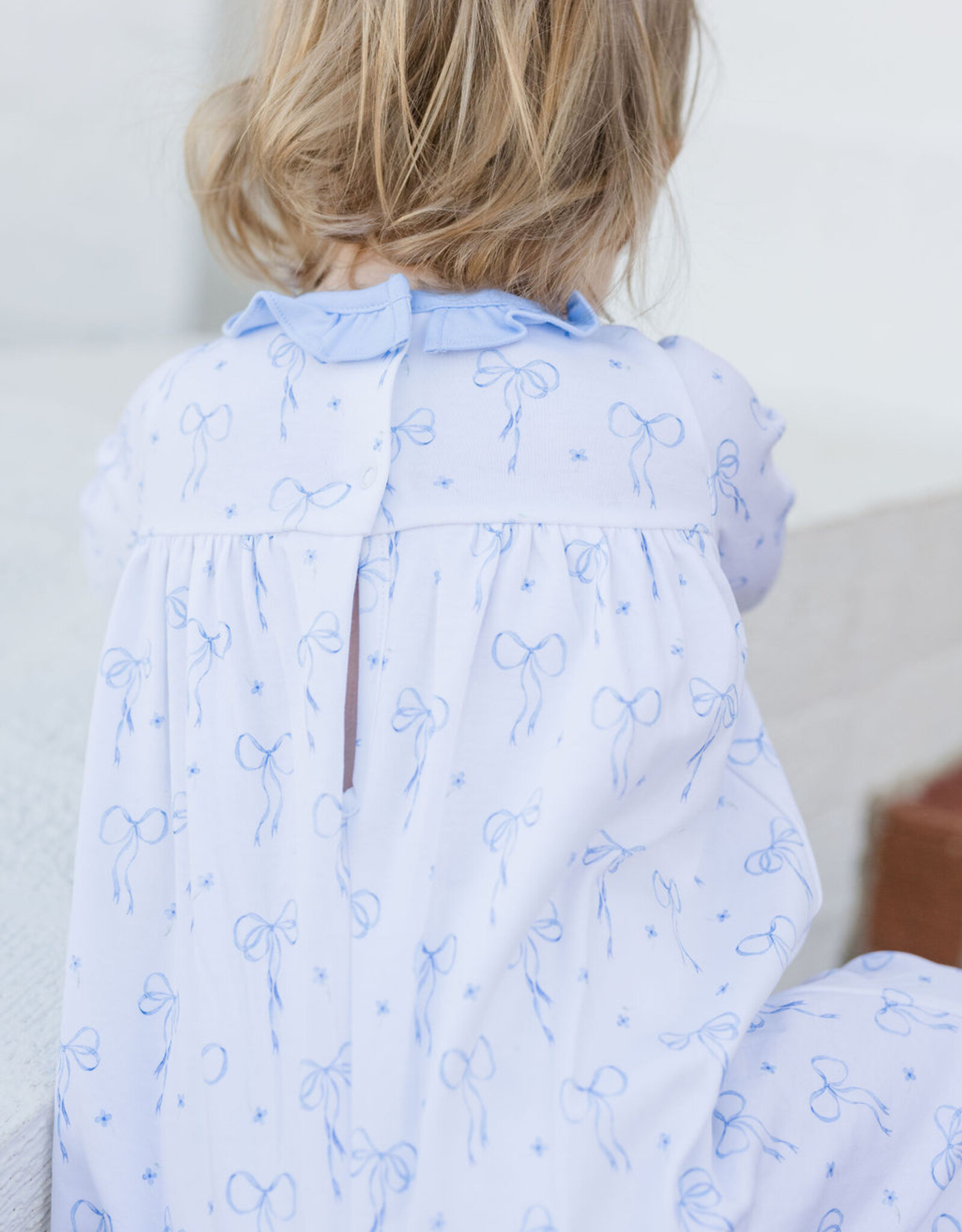 James and Lottie JL25 Lila Long Bubble Blue Bows Knit