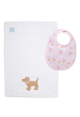 3 Marthas 3M boxed burp/bib set pink puppy