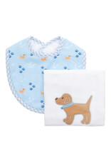 3 Marthas 3M boxed burp/bib set blue puppy