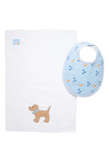 3 Marthas 3M boxed burp/bib set blue puppy