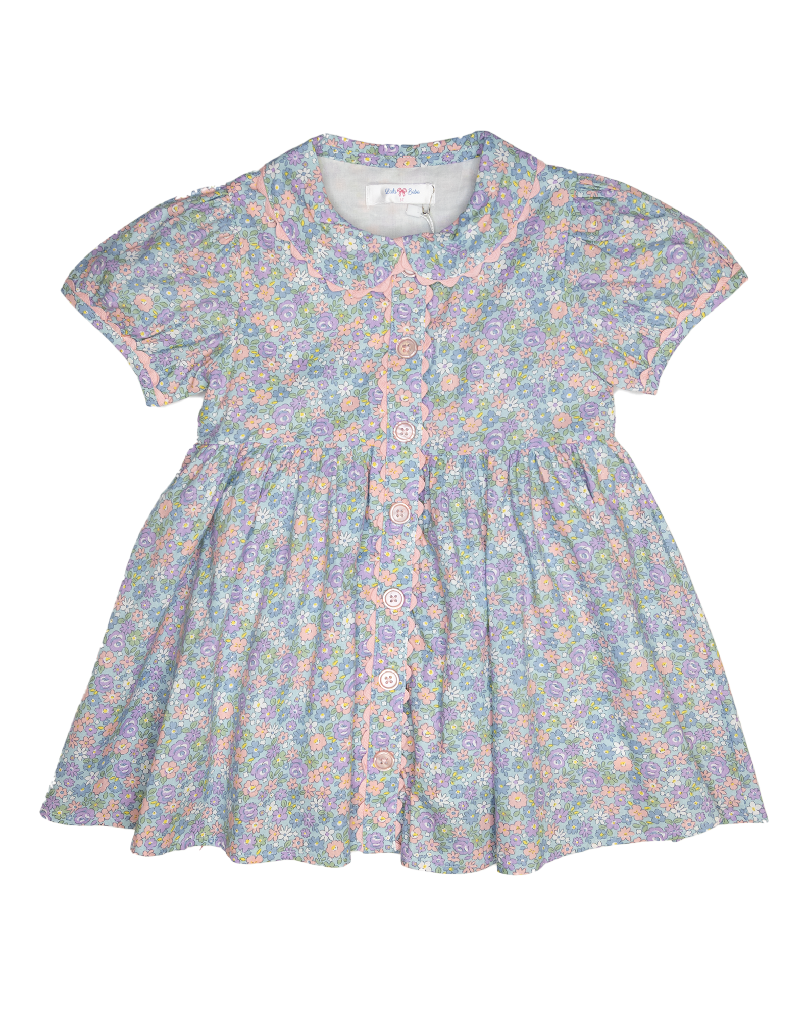 Lulu Bebe LBF25 Maggie Blue Floral Button Front Dress