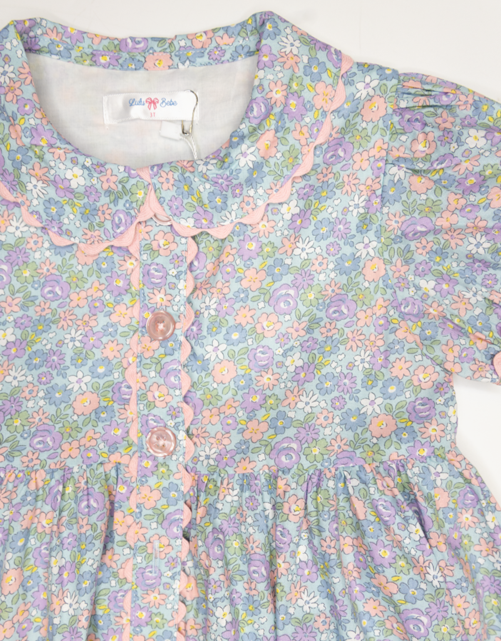 Lulu Bebe LBF25 Maggie Blue Floral Button Front Dress