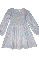 Lulu Bebe LBF25 Emily Blue Floral Smocked Bodice Dress