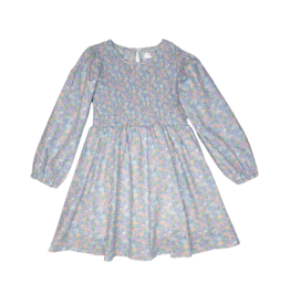 Lulu Bebe Emily Blue Floral Smocked Bodice Dress