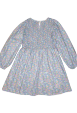 Lulu Bebe LBF25 Emily Blue Floral Smocked Bodice Dress