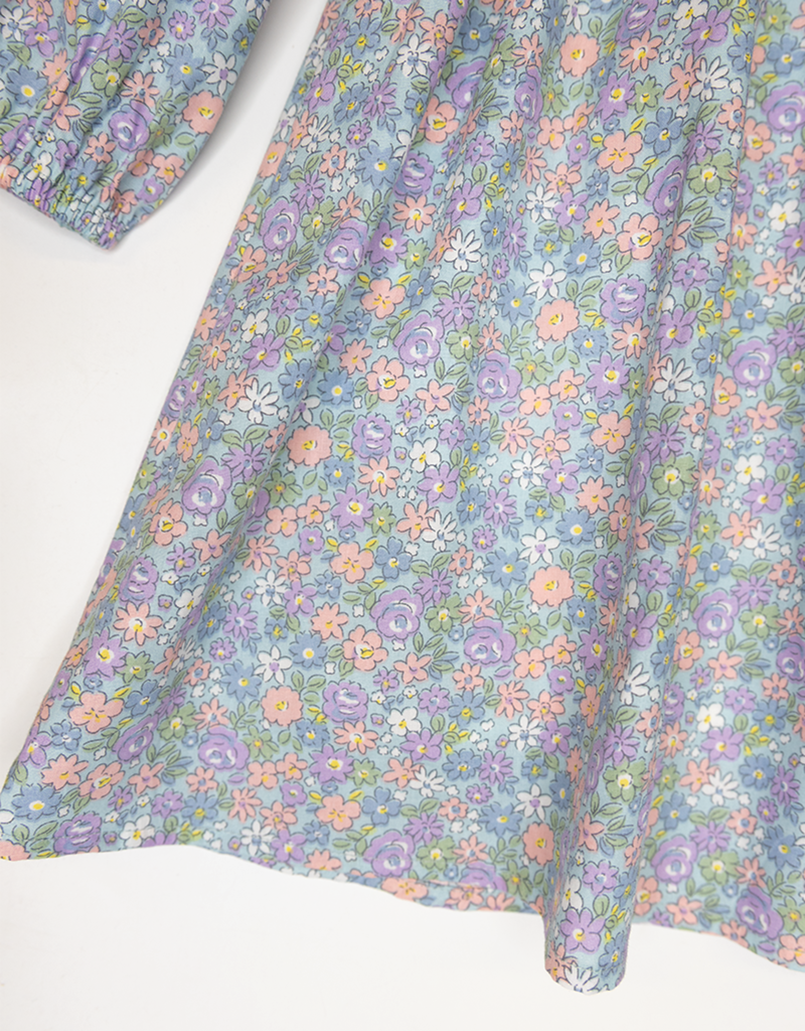 Lulu Bebe LBF25 Emily Blue Floral Smocked Bodice Dress