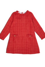 Lulu Bebe LBF25 Audrey Red Tweed Braided Dress