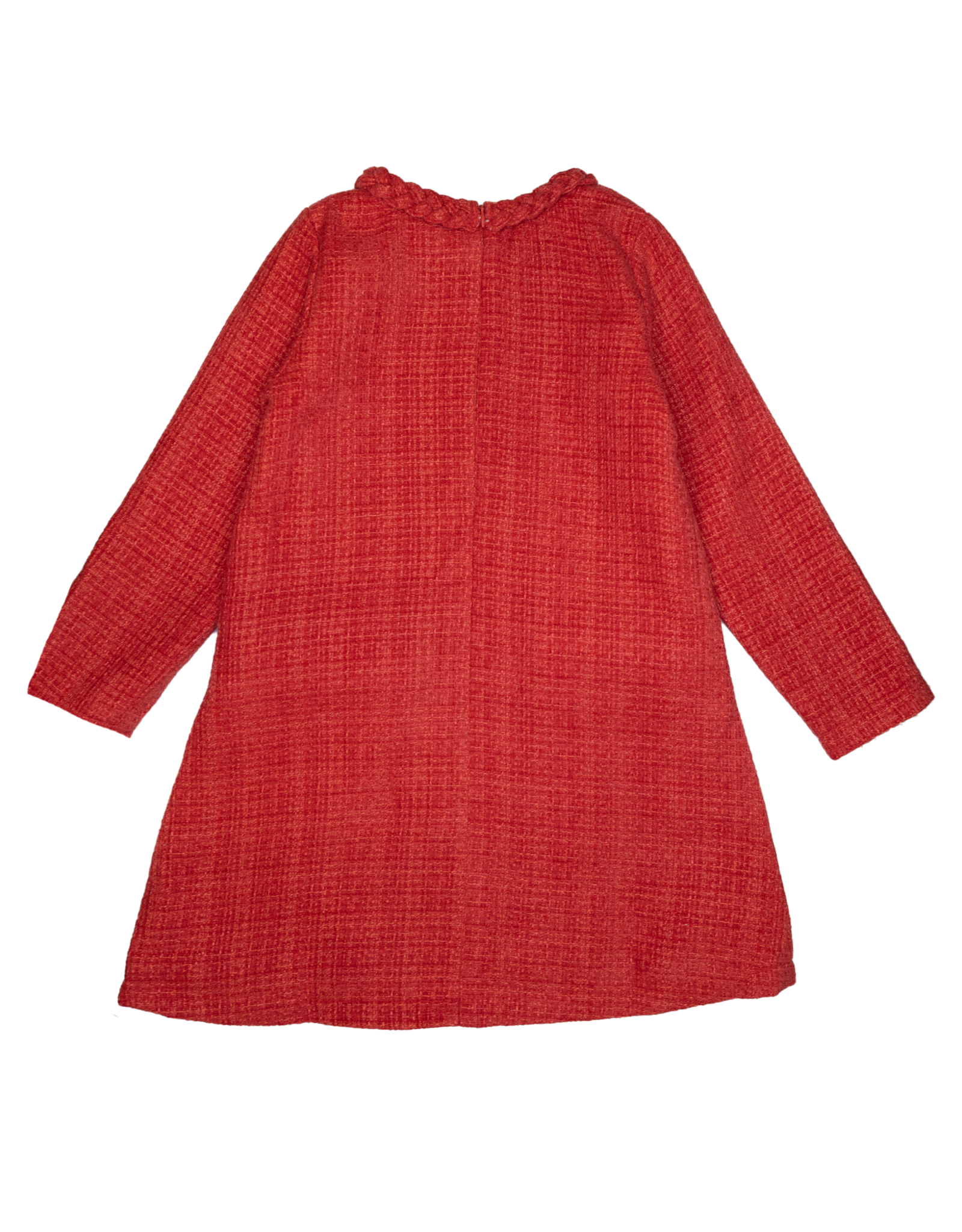 Lulu Bebe LBF25 Audrey Red Tweed Braided Dress