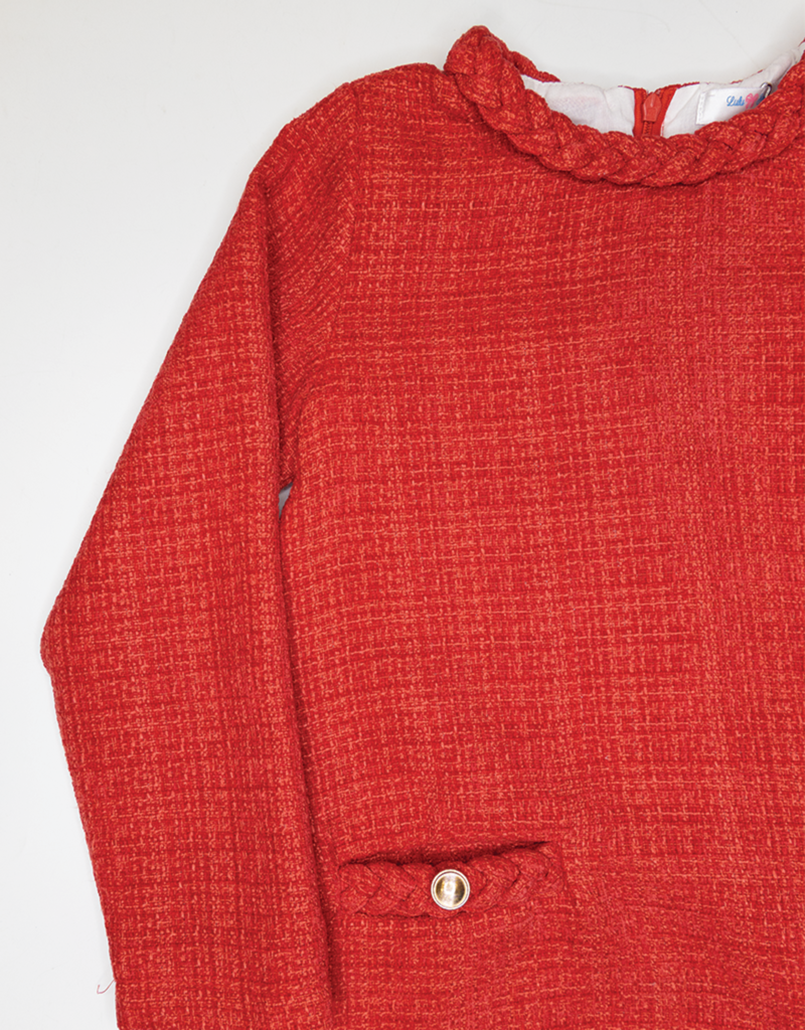 Lulu Bebe LBF25 Audrey Red Tweed Braided Dress