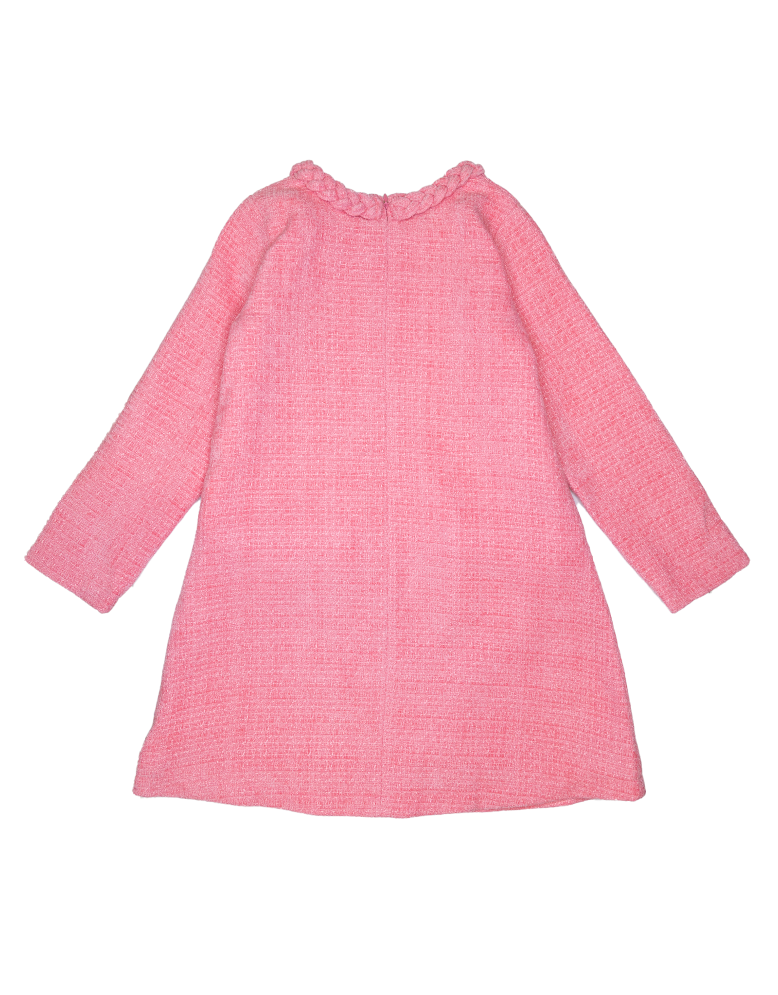 Lulu Bebe LBF25 Audrey Pink Tweed Braided Dress