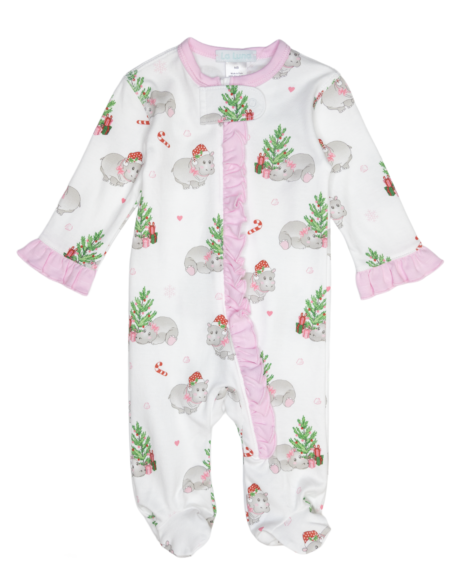 Lulu Bebe LBF25 Pink Hippo Christmas Footie