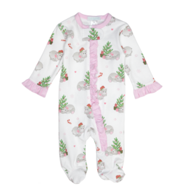 Lulu Bebe (9M) Pink Hippo Christmas Footie
