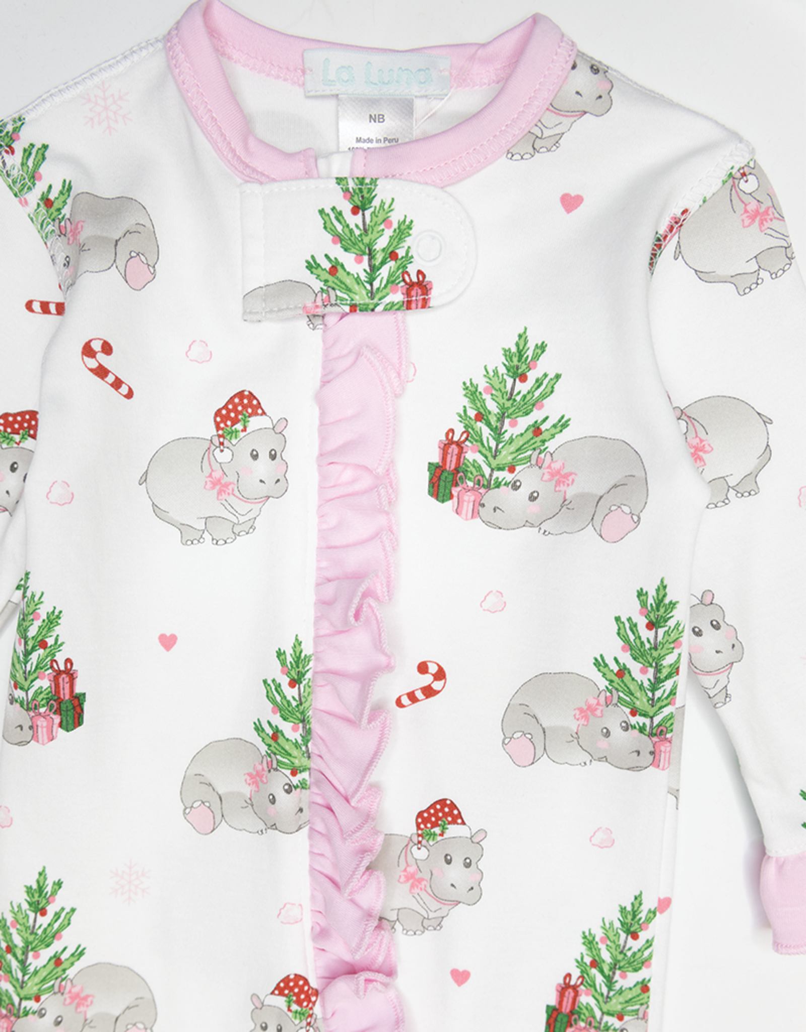 Lulu Bebe LBF25 Pink Hippo Christmas Footie