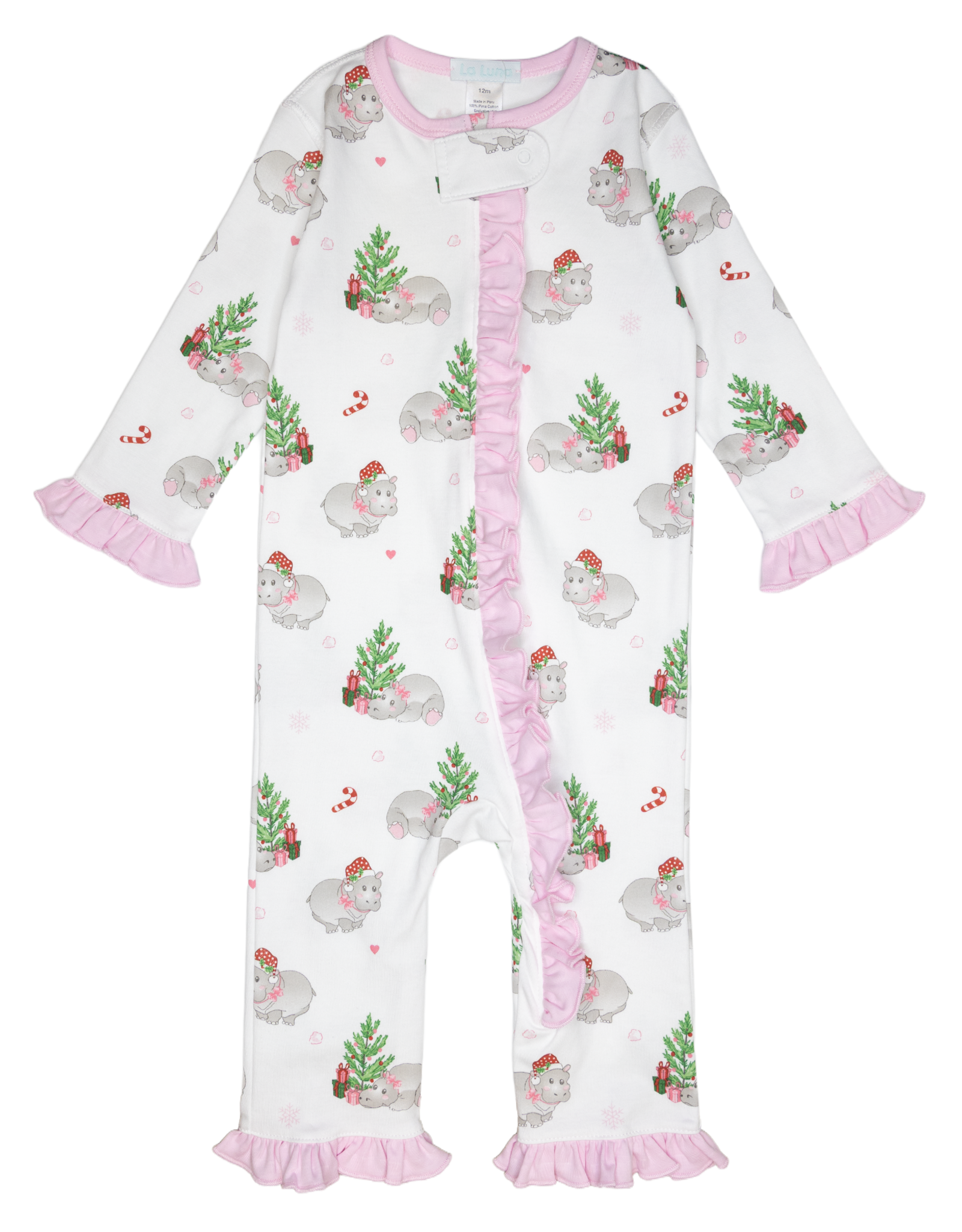 Lulu Bebe LBF25 Pink Hippo Christmas Footless